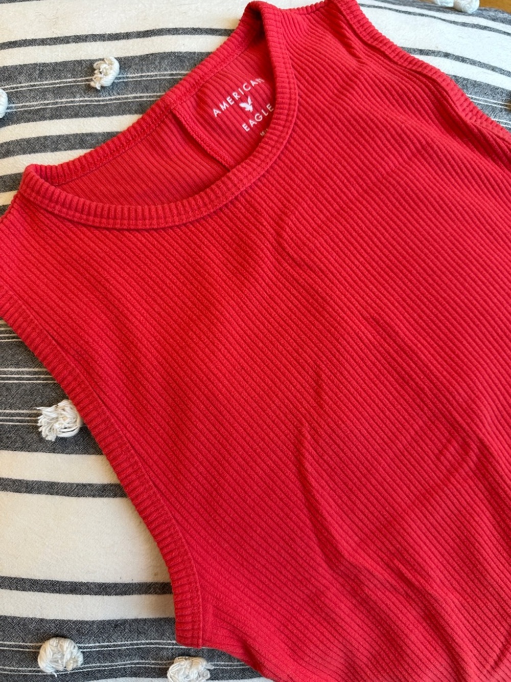 American Eagle Outfitters Plush Ribbed Red Tank Top